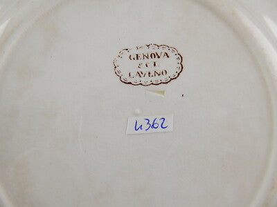 ANTICO RARO PIATTO CERAMICA SCI LAVENO MARCHIO INCUSSO COLLEZIONE GENOVA #4362