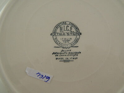 VINTAGE PIATTO FONDO CERAMICA NICE MONDOVI' BIANCO-BLU COLLEZIONE SHABBY CHIC
