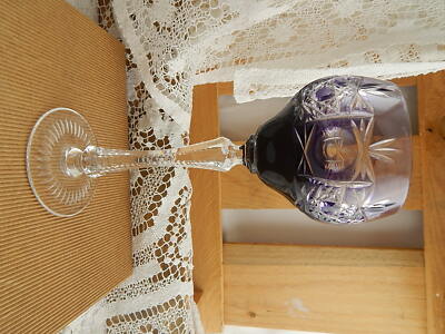 PREZIOSO ANTICO BICCHIERE CALICE ROMER CRISTALLO INCISO PUNTA DIAMANTE VIOLA