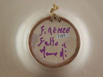 BOTTEGA D'ARTE PIATTO DECORATIVO MAIOLICA CERAMICA FIRENZE FATTO DIPINTO A MANO