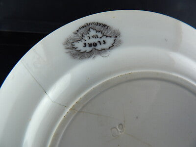 ANTICO PIATTO CERAMICA SARREGUEMINES U&C COLLEZIONE FLORE 1800 ART NOUVEAU #1329