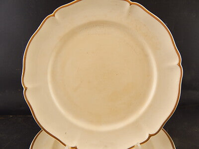 ANTICO SET 6 PIATTI PIANI PORCELLANA CREMA PROFILO ORO VILLEROY&BOCH METTLACH #