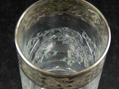 PREZIOSO ART DECO BICCHIERE COCKTAIL HIGHBALL CRISTALLO INCISO BORDO ARGENTO