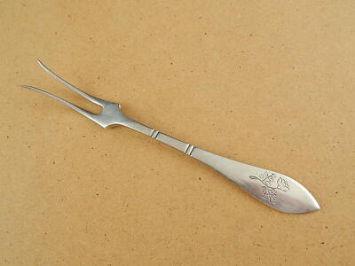 ANTICA ART DECO PICCOLA FORCHETTA PER ANTIPASTI SILVER PLATED BAGNO ARGENTO