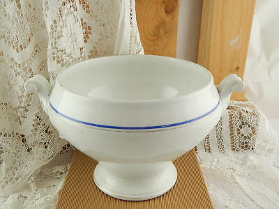 ANTICO CENTROTAVOLA FRUTTIERA BIANCA BLU IMPERO CERAMICA LOMBARDA ELEFANTINO