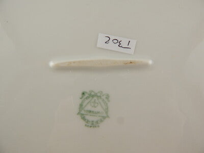 ANTICO ART DECO VERBANO LAVENO PIATTO OVALE VASSOIO PORCELLANA DECORO ARGENTO #