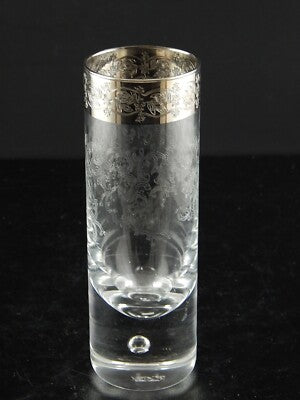 PREZIOSO ART DECO BICCHIERE COCKTAIL HIGHBALL CRISTALLO INCISO BORDO ARGENTO