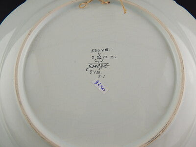 ANTICO IMPORTANTE PIATTO CERAMICA POLICROMA COLLEZIONE OUD DELFT DIPINTO MANO