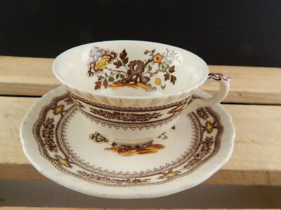 ANTICA TAZZA TÈ E PIATTINO MASON'S PATENT IRONSTONE CHINA MANCHU DIFETTO #3008