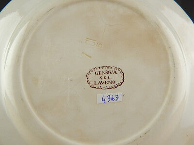 ANTICO RARO PIATTO CERAMICA SCI LAVENO MARCHIO INCUSSO COLLEZIONE GENOVA #4363