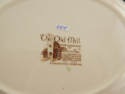 VINTAGE PIATTO OVALE VASSOIO PORCELLANA JOHNSON BROS THE OLD MILL STAMPA A MANO