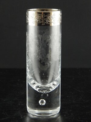 PREZIOSO ART DECO BICCHIERE COCKTAIL HIGHBALL CRISTALLO INCISO BORDO ARGENTO