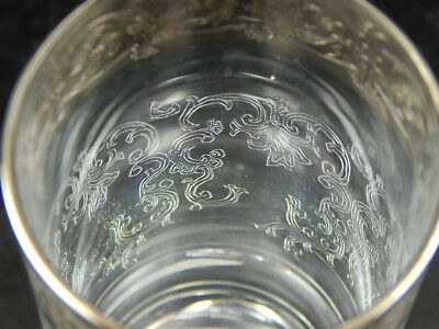PREZIOSO ART DECO BICCHIERE COCKTAIL HIGHBALL CRISTALLO INCISO BORDO ARGENTO