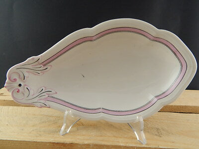 ANTICA RAVIERA PIATTO CONCHIGLIA PORCELLANA GINORI FINE 800 PROFILO ROSA E NERO