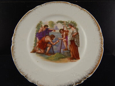 ANTICO PIATTO PORCELLANA LIBERTY DIPINTO A KAUFFMANN COLLEZIONE