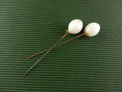 ACCESSORI ABBIGLIAMENTO ART DECO ANTICA COPPIA SPILLONI CAPPELLO PIETRA DURA