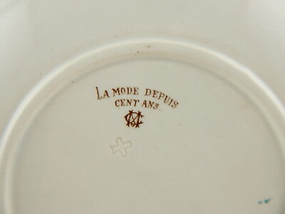 ANTICO PIATTO CERAMICA FINE '800 CREUIL ET MONTEREAU LA MODE DEPUIS CENT ANS