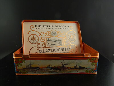 VINTAGE RIPRODUZIONE DA ARCHIVIO STORICO LAZZARONI SCATOLA LATTA PUBBLICITARIO