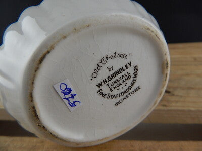 ANTICA ZUCCHERIERA CERAMICA OLD CHELSEA GRINDLEY STAMPA A MANO IL GELSO LE MORE