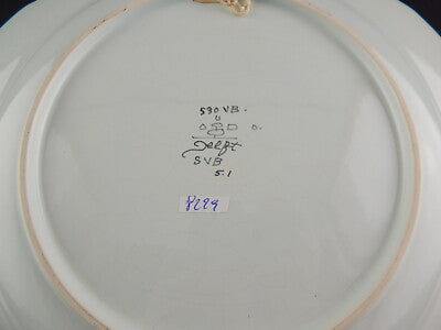 ANTICO IMPORTANTE PIATTO CERAMICA POLICROMA COLLEZIONE OUD DELFT DIPINTO A MANO