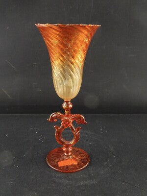 VINTAGE TIPETTO DEL DOGE CALICE MURANO VETRO SOFFIATO ARTISTICO COLLEZIONE #8559