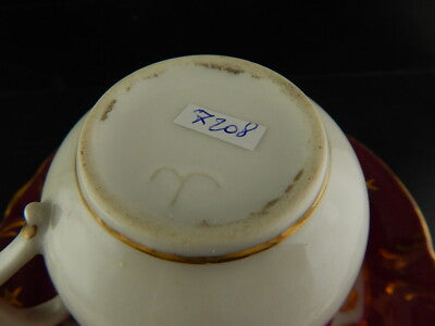 ANTICA PREZIOSA TAZZA E PIATTINO PORCELLANA PARIGI PRIMO 1800 BIANCO PORPORA ORO