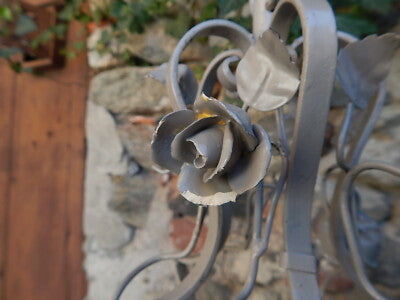 LAMPADARIO SOFFITTO ANTICO LIBERTY FOGLIE FIORI FERRO BATTUTO SHABBY CHIC GRIGIO