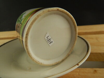 ANTICA TAZZA E PIATTO PORCELLANA IMPERO VECCHIO PARIGI DIPINTA POLICROMA #4818