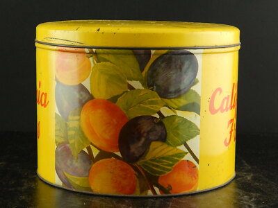 ANTICA RARA SCATOLA LATTA FRUTTA CALIFORNIA FRUITS PUBBLICITARIO COLLEZIONE