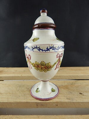 ANTICO VASO ALBARELLO SPEZIALE FARMACIA MAIOLICA SECONDA META' 700 GHIRLANDE