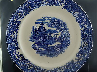 ANTICO VASSOIO PIATTO ROTONDO CHINESE BIANCO BLU SOC CERAMICA RICHARD MILANO