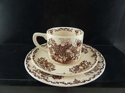 ANTICO TRIO TAZZA TÈ 2 PIATTI SEMI PORCELLANA MASON'S IRONSTONE FRUIT BASKET