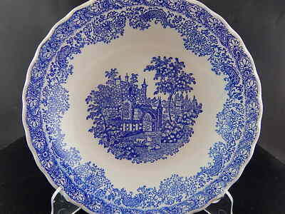 VINTAGE PIATTO FONDO CERAMICA N.I.C.E MONDOVI' BIANCO-BLU COLLEZIONE SHABBY CHIC