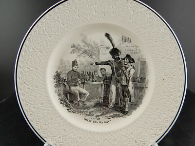 ANTICO COLLEZIONE ORIGINALEPIATTO PARLANTE MILITARE CERAMICA FRANCESE 1800 #6779