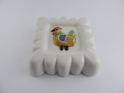VINTAGE RARISSIMA FORMELLA CERAMICA DESIGNER LENE THUN "LA GALLINA" VECCHIA THUN