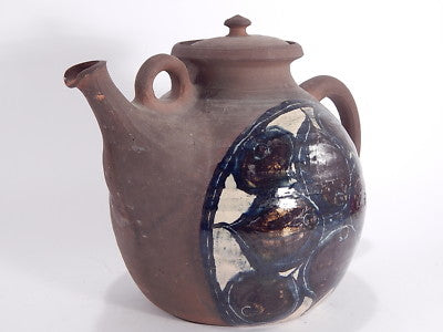 VINTAGE BOLLITORE TEIERA CERAMICA TERRACOTTA HAND-MADE FAIENCE TEA POT KETTLE