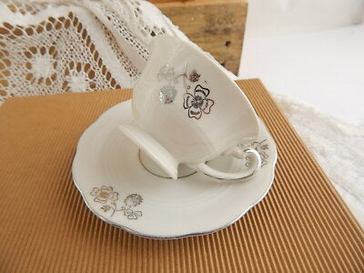 ANTICO RARO SET CAFFE' PORCELLANA ARGENTO MITTERTEICH BAVARIA US ZONE ANNI '40