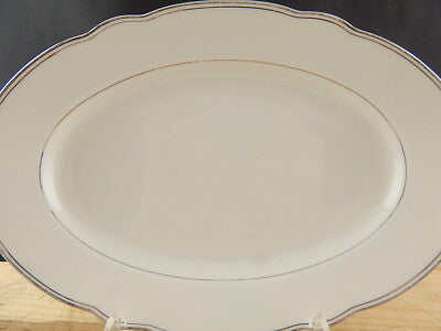 ANTICO ART DECO VERBANO LAVENO PIATTO OVALE VASSOIO PORCELLANA DECORO ARGENTO