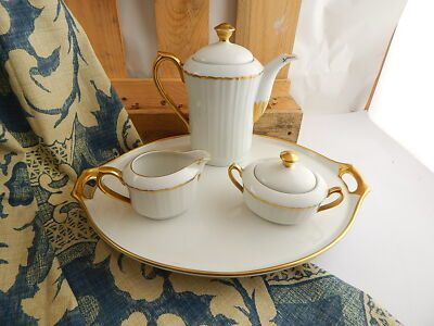 ANTICO SET CAFFETTIERA LATTIERA ZUCCHERIERA PORCELLANA GEBRUDER SCHOENAU SWAINE