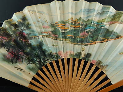 VINTAGE VENTAGLIO "MADE IN PEOPLE'S REPUBLIC OF CHINA" BAMBU' CARTA META' 1900