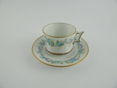 ANTICO PREZIOSO SET CAFFE' PORCELLANA LIMOGES GIRAUD DECORO MANO ORO IN RILIEVO