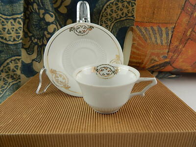 ANTICO PREZIOSO SET CAFFE’ PORCELLANA BIANCA ORO SCHUMANN 1920 BAVARIA LIBERTY #