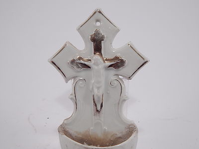 ANTICA ACQUASANTIERA PORCELLANA BISCUIT VIEUX PARIS BENITIER ANTIQUE HOLY FONT