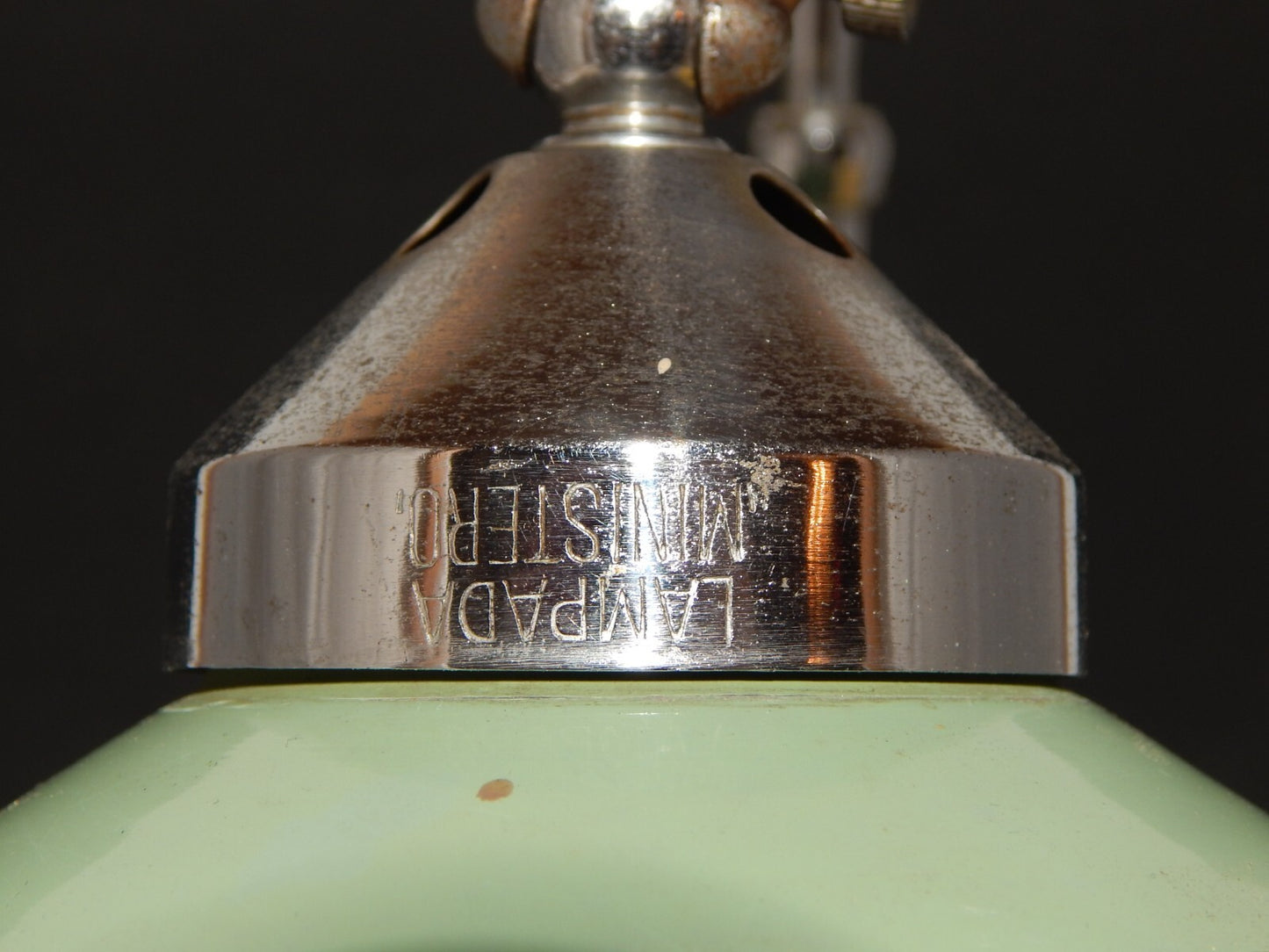 ANTICA RARA LAMPADA TAVOLO SCRIVANIA ART DECO MINISTERO PARALUME LATTA VERDE