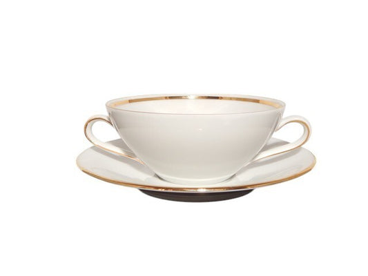 ANTICO SERVIZIO 6 TAZZE BRODO STILE IMPERO PORCELLANA E ORO BAVARIA SELTMANN W.