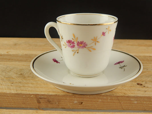 ANTICA TAZZA E PIATTINO PORCELLANA GINORI ART NOUVEAU DIPINTA A MANO #4671