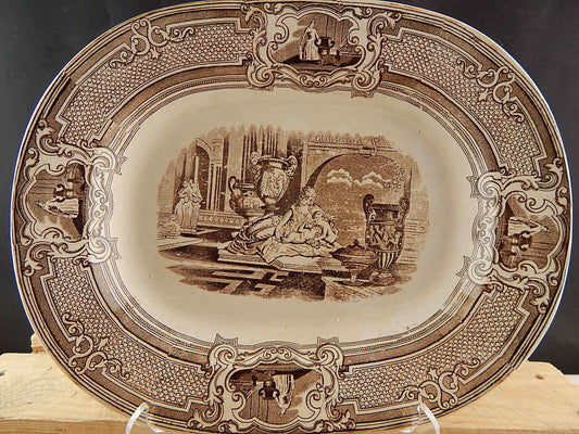 ANTICO PREZIOSO VASSOIO CERAMICA PRIMAVESI & SONS SWANSEA DECORO NEOCLASSICO