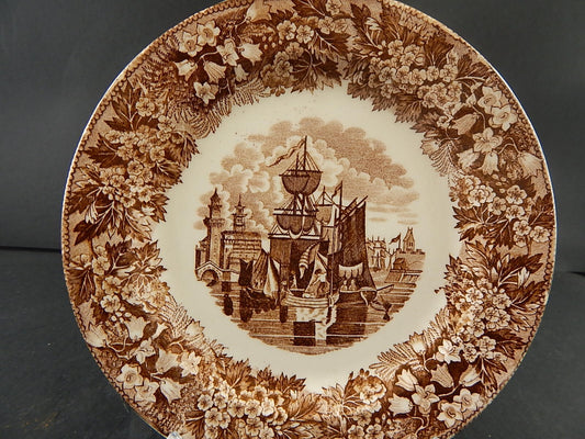 ANTICO PIATTO SEMI PORCELLANA RICHARD MILANO DECORO FERRARA META' 800 #A21