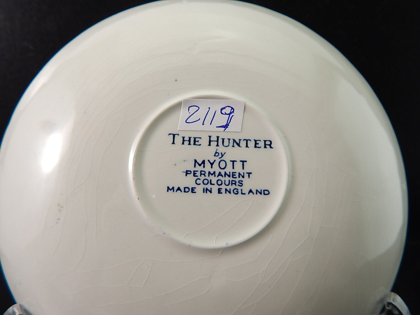 VINTAGE CERAMICA TAZZA TE' THE HUNTER MYOTT POTTERY ENGLAND IL CACCIATORE #2119