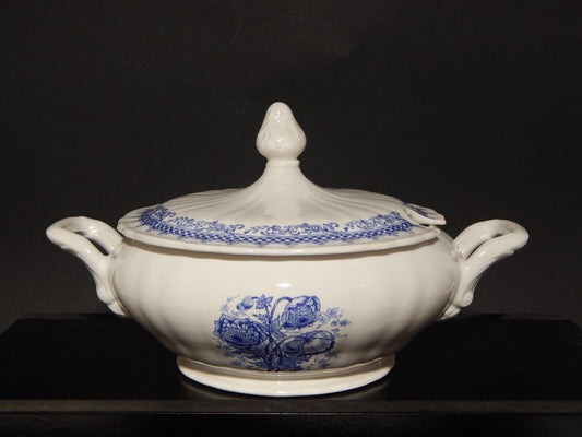 VINTAGE ZUPPIERA LEGUMIERA CERAMICA S.C.I. LAVENO DIAMONDSTONE BIANCO BLU